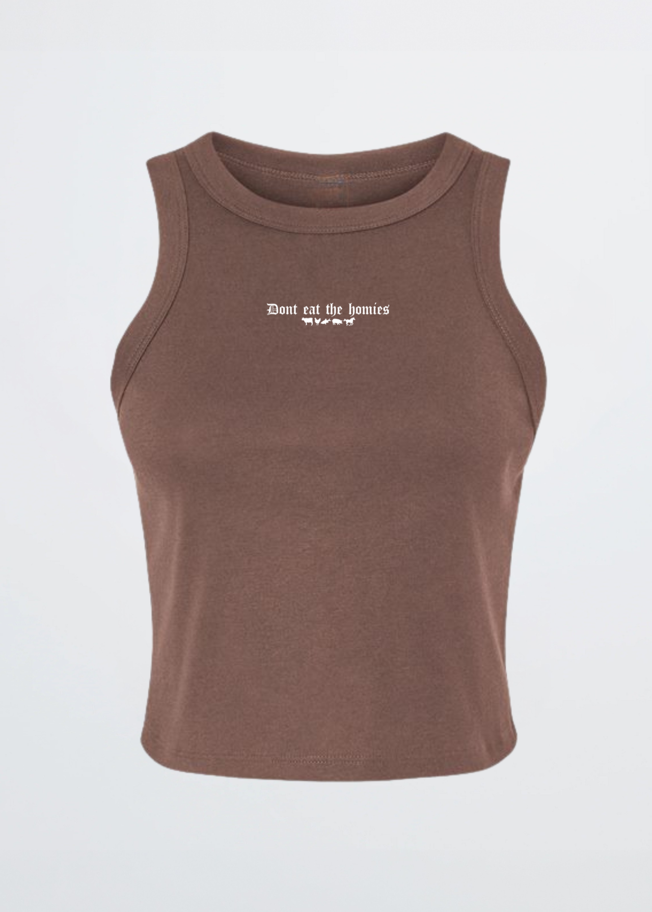 womens cruelty-free vegan graphic tank top - Don't Eat The Homies