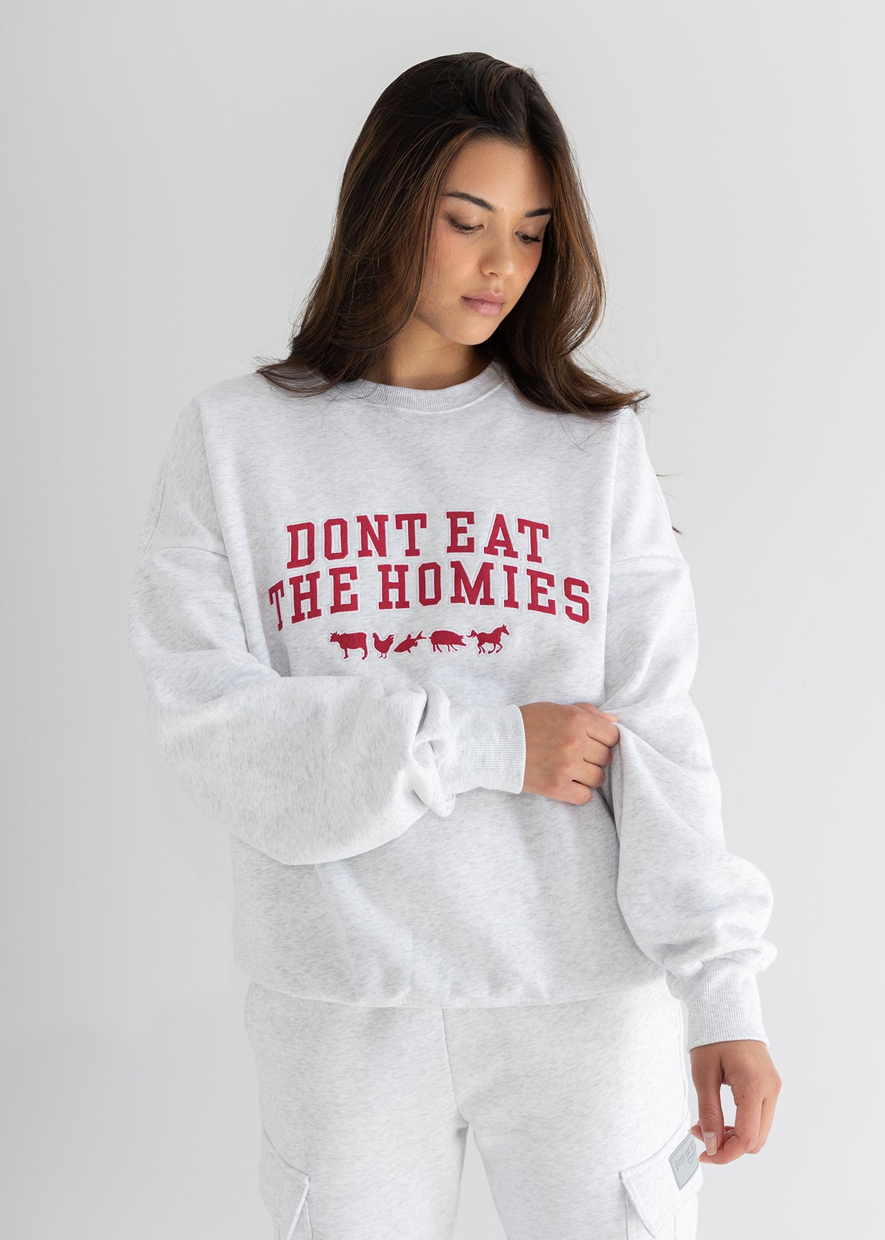 HEATHER VARSITY CREWNECK