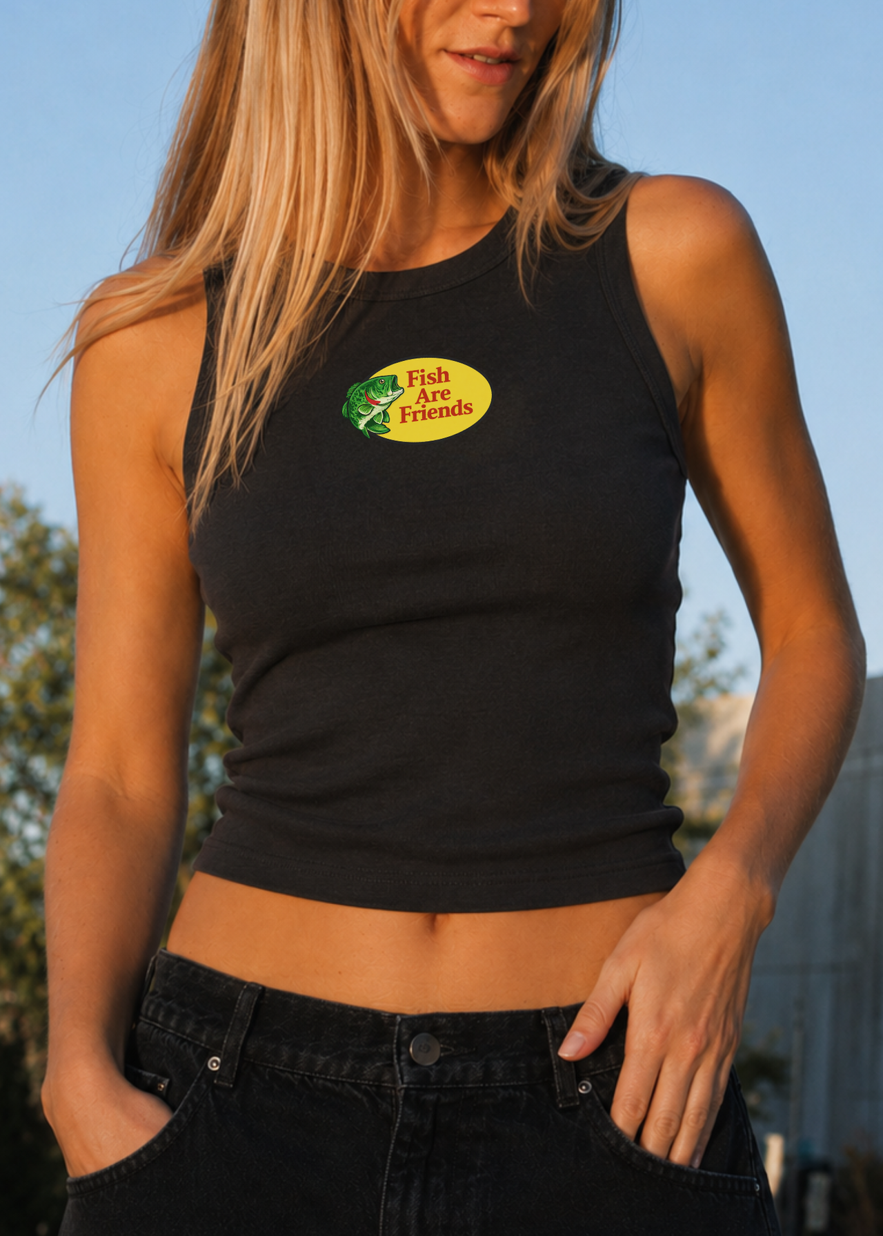 Bass pro shops vegan fish are friends dont eat the homies tank top 