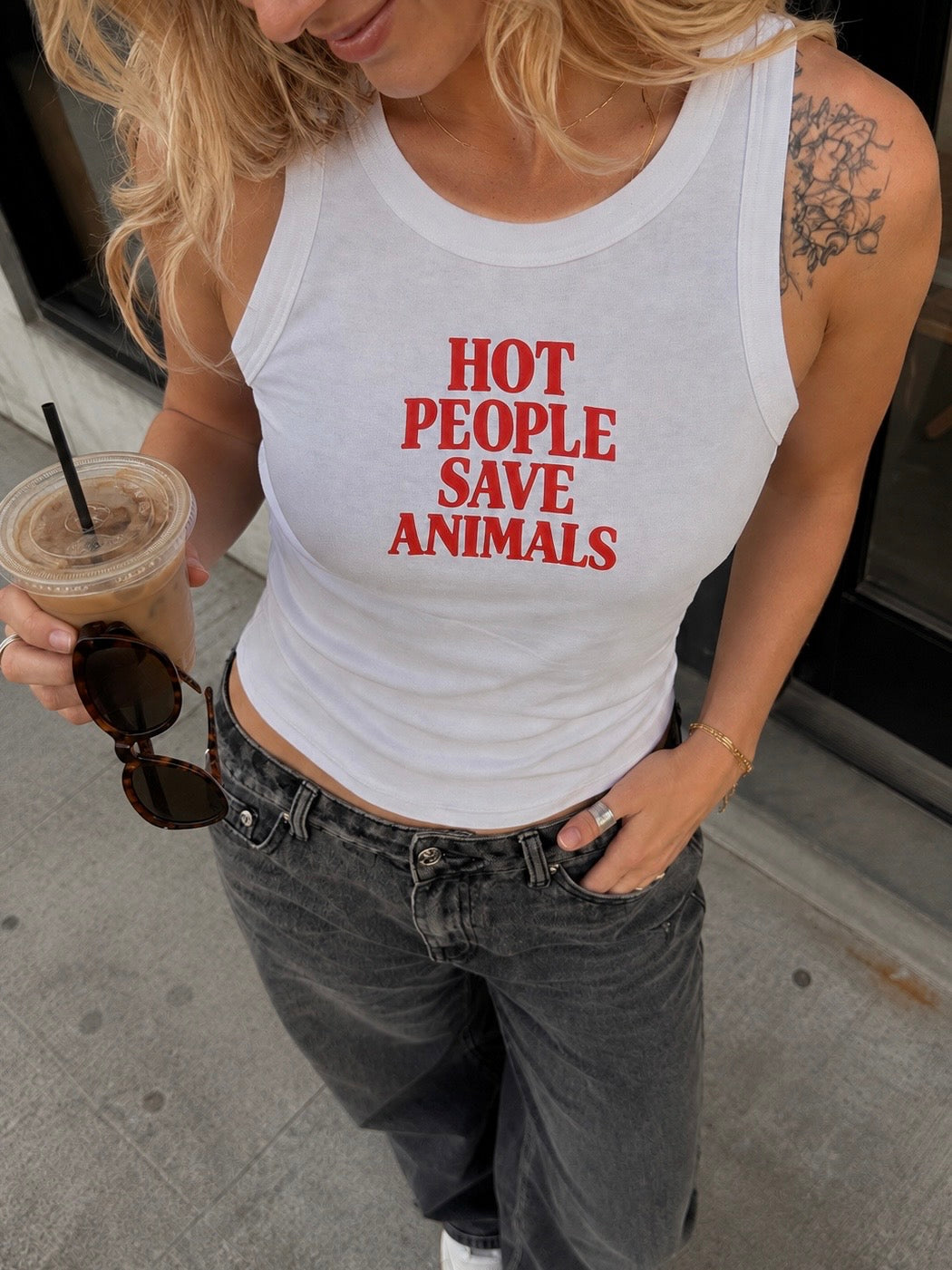 HOT PEOPLE SAVE ANIMALS TANK